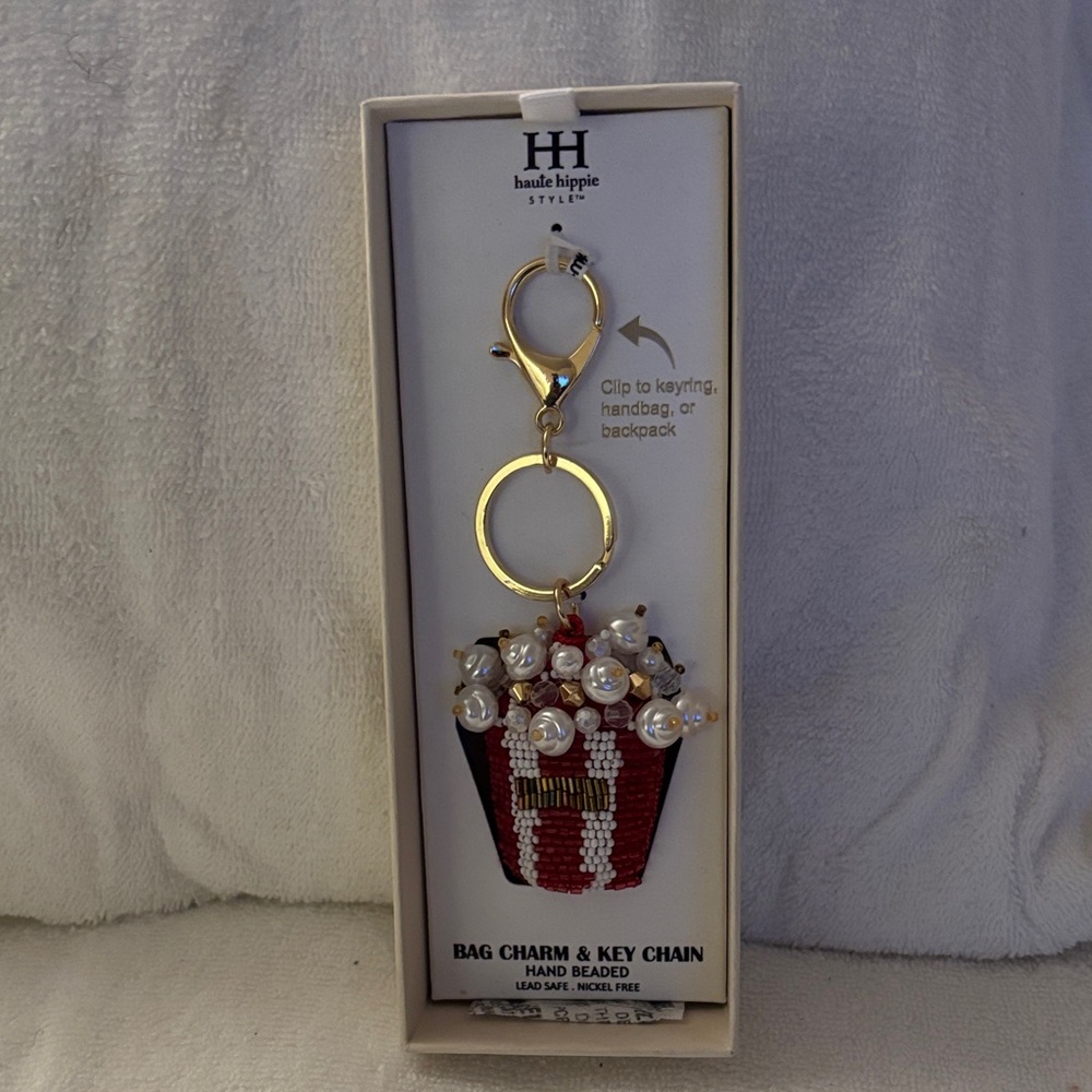 Red and Gold Beaded Key Holder - Picture 1 of 1